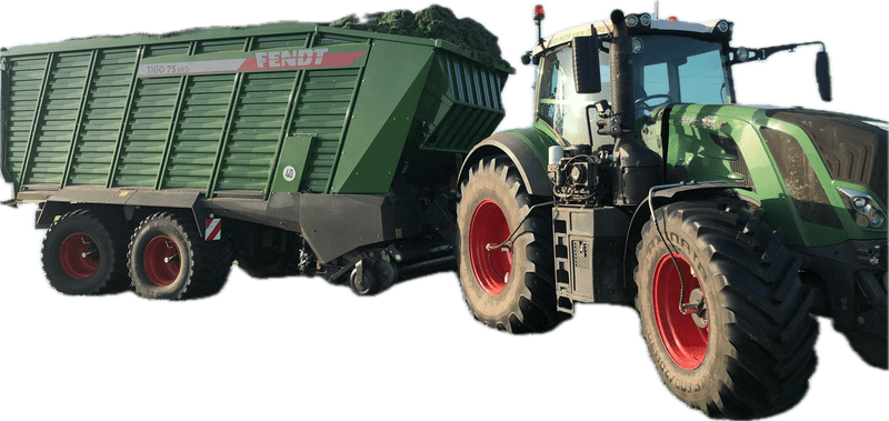 Fendt trekker met silagewagen voorzien van luchtdrukwisselsysteem